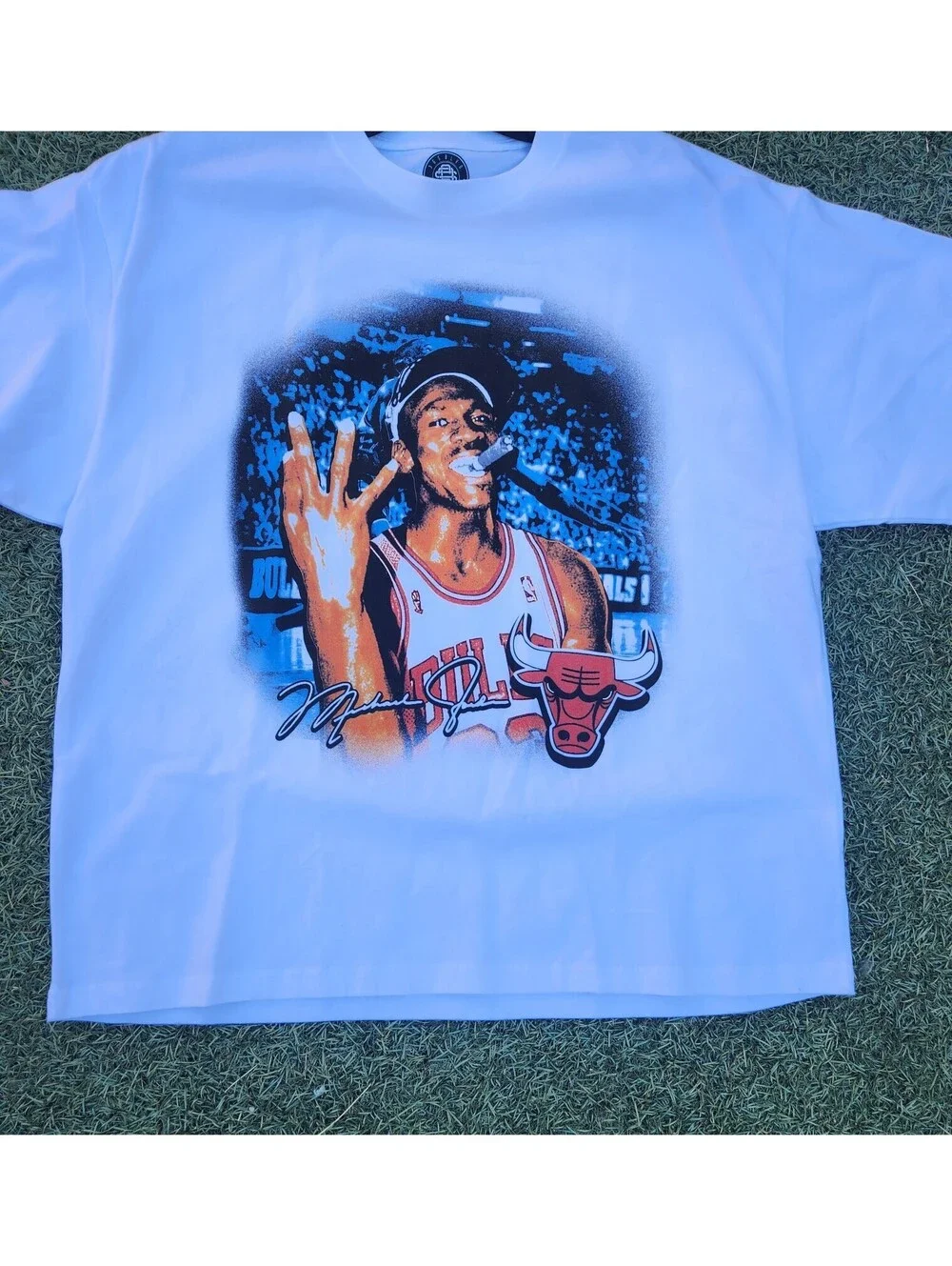 Vintage Style Michael Jordan Grandslam Bulls White Oversized Shirt Size XL NWOT